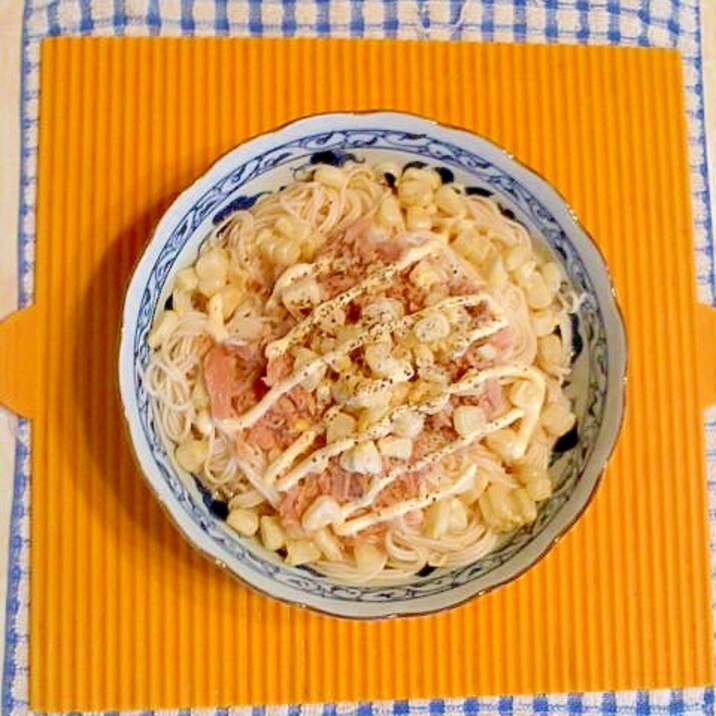 ツナマヨコーンのぶっかけ素麺♪